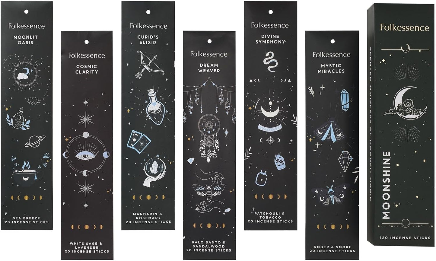 Folkulture Set of 6 Incense Sticks | 120 Organic Insence Sticks - Non Toxic Palo Santo & Sandalwood, Lavender, Patchouli, Rosemary Insence-Stick | 45 Min Burn Time, Blue Lotus Inscents-Sticks Gifts