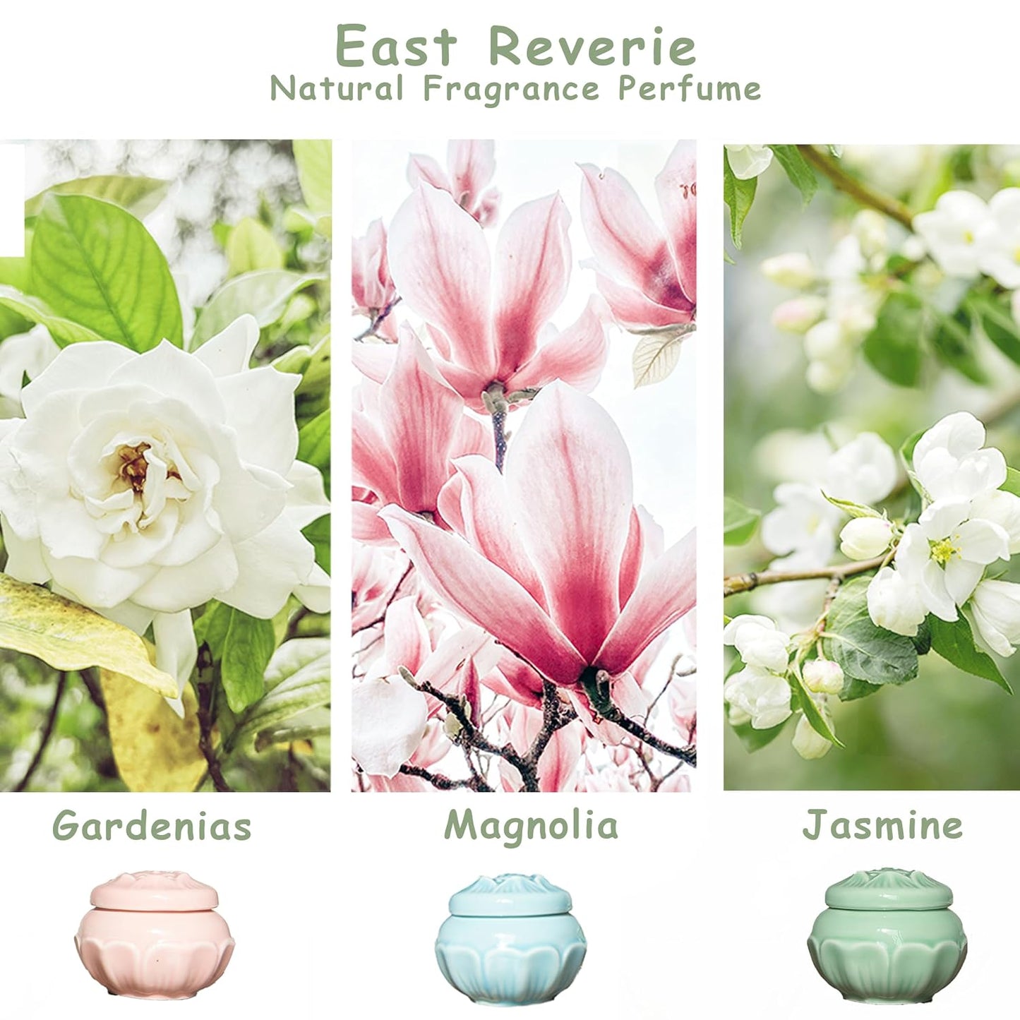 Banami Solid Perfume 3pack - Luxury Gift Set for Women’s | Jasmine,Gardenias,Magnolia | Long Lasting,Floral,Handmade,Alcohol Free