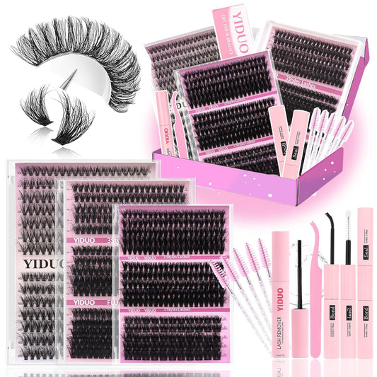 Lashes 7 style Mixed C-Curl False Eyelashes Extensions Clusters Lashes Kit Gift Packs 835Pcs with Bond&Seal Faux Mink Individual Lash Wholesale Pack DIY Individual Fake Eyelashes Box