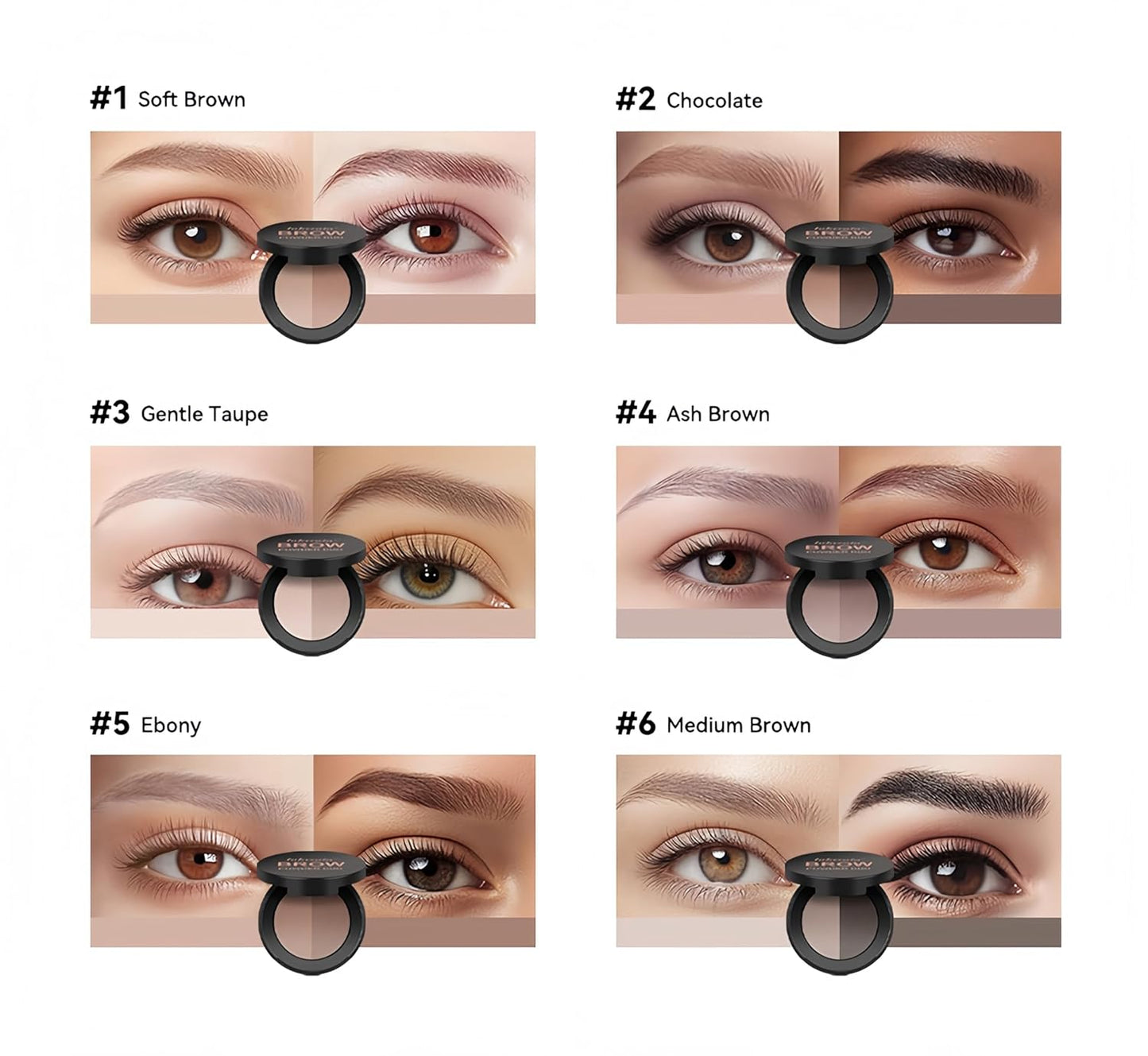 MAEPEOR Brow Powder Duo 6 Colors Natural Smooth Eyebrow Powder Professional Brow Contour Palette for Filler Defined & Sculpt (03 Gentle Taupe)