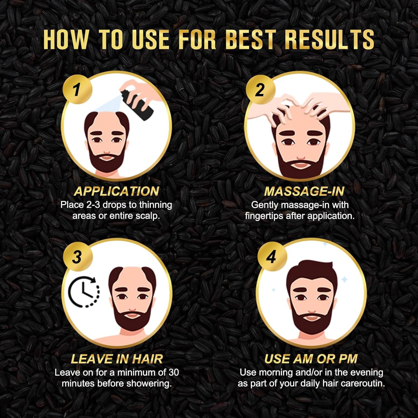 Organic Black Rice Water Spray for Hair Growth, A Solution with Castor Oil & Ginger Root Extract for Thicker, Fuller Hair, Targets Hair Loss and Repairs Damage 100ml/3.2 fl.oz (1 PC)