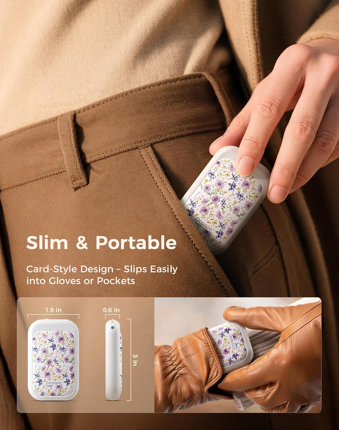 OCOOPA AI Magnetic Hand Warmers Rechargeable 2 Pack, 5000mAh Ultra-Thin Electric Glove Heater Handwarmer,UL Certified, Men Women Gifts for Christmas,Birthday,Winter Essentials,UT4 Young