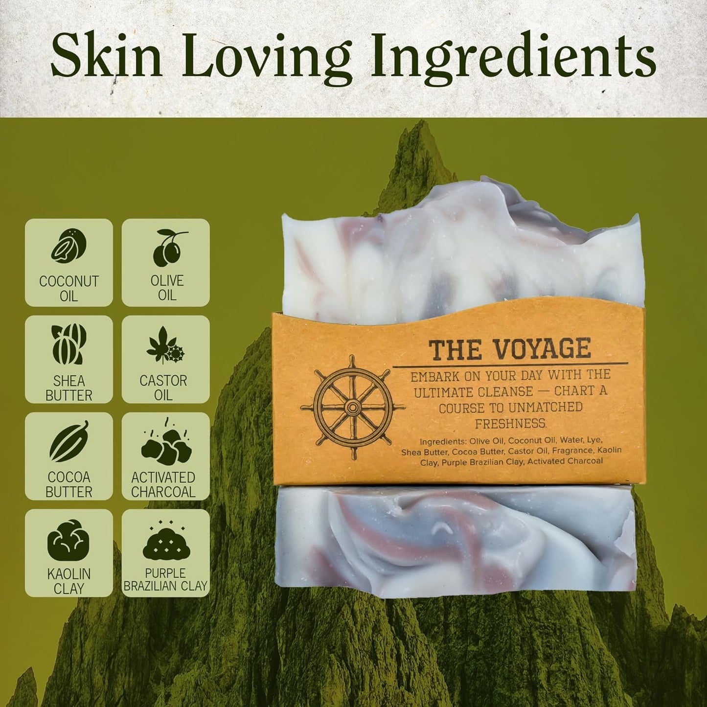 CompassSoap The Voyage | Natural Bar Soap for Men & Women | Body & Face Soap Bar for Women and Men | Minimalist & Gentle Lather | Natural Bath Soap, Paraben & Phthalate Free | 5 oz, Pack of 2