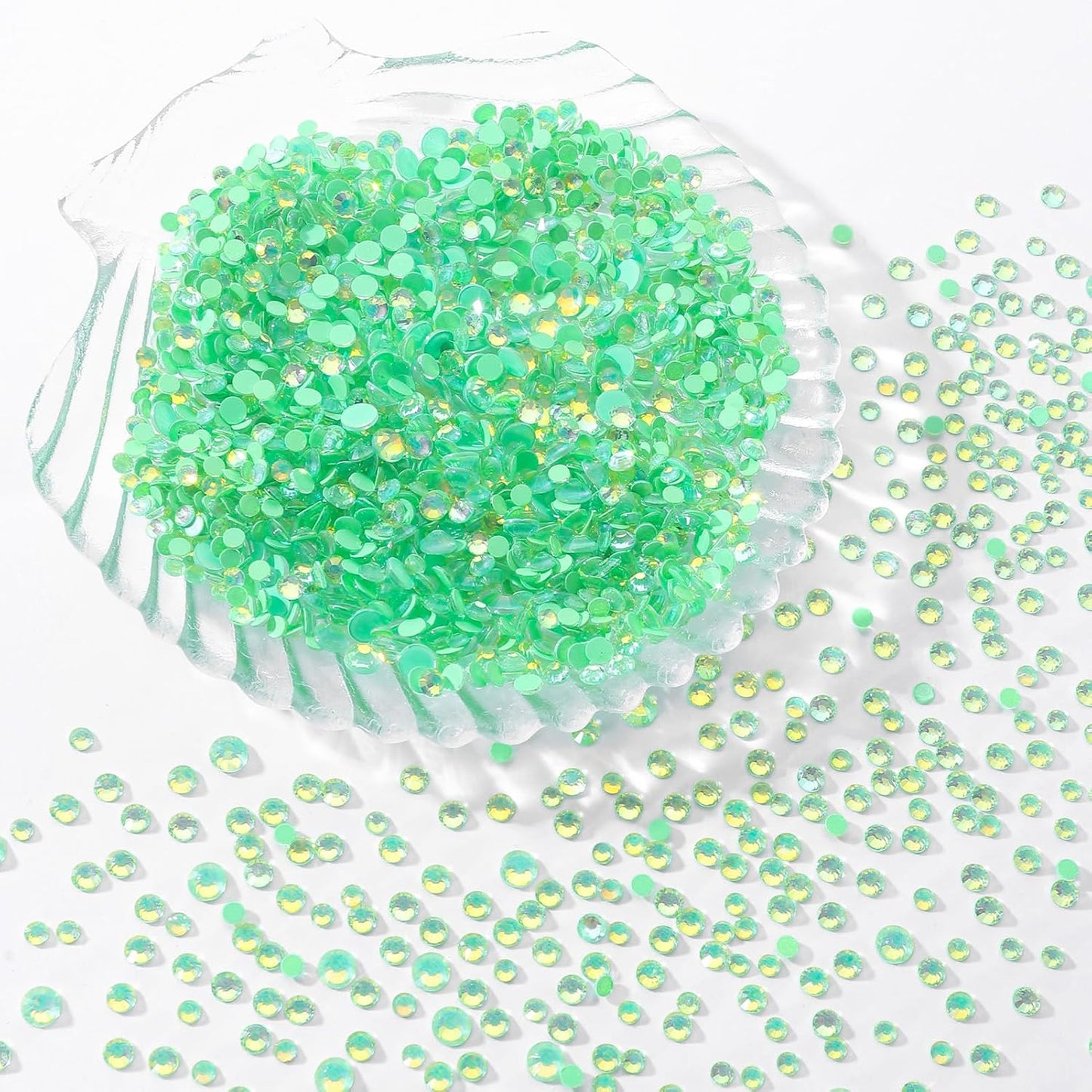 F Green Flatback Rhinestones, Glass Rhinestones for Nail Art and Craft, Glue Fix, Loose Crystal Gemstones(F Green, SS20, 1440pcs, 4.6-4.8mm)