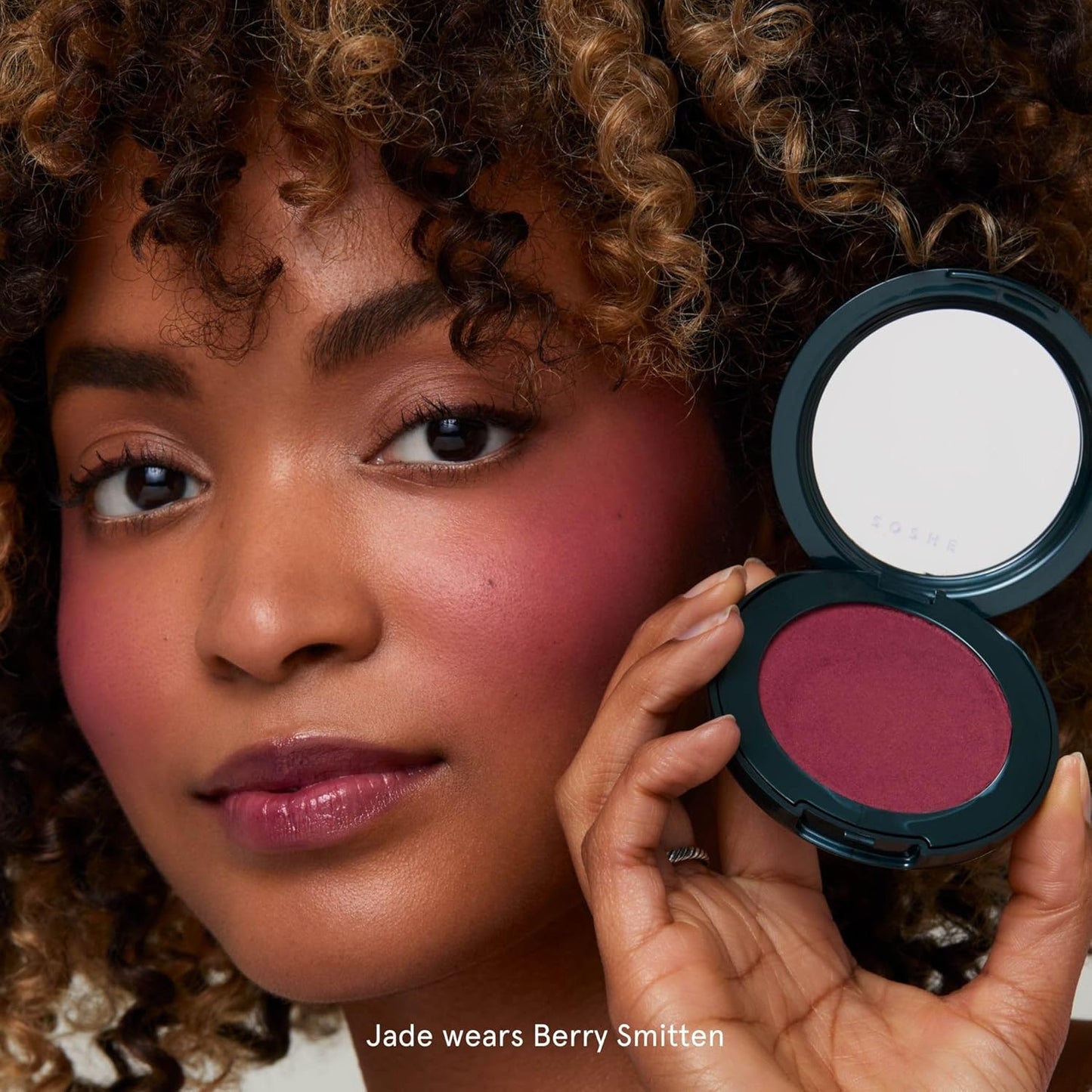 SOSHE Beauty - Blurring Pillow Blush | Featherlight, Cushiony, Cream to Powder Formula | Squalane, Cucumber Seed Extract, Ashwagandha Root | Vegan, Clean, Cruelty-Free (Berry Smitten, Rich Plum)