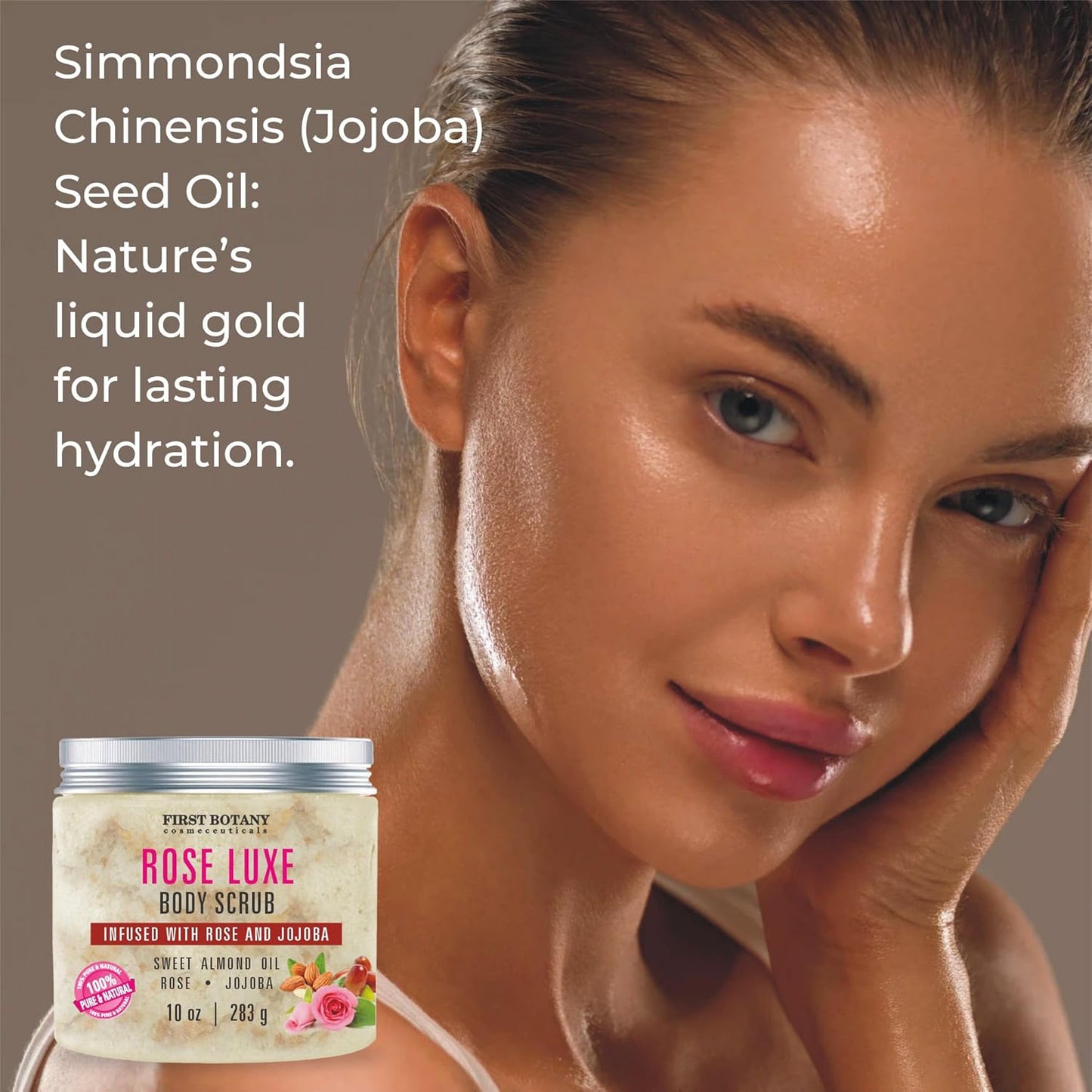 First Botany Body Scrub - Natural Exfoliating Salt Scrub & Body and Face Souffle helps with Moisturizing Skin, Acne, Cellulite, Dead Skin Scars, Wrinkles (10 fl oz, Rose)