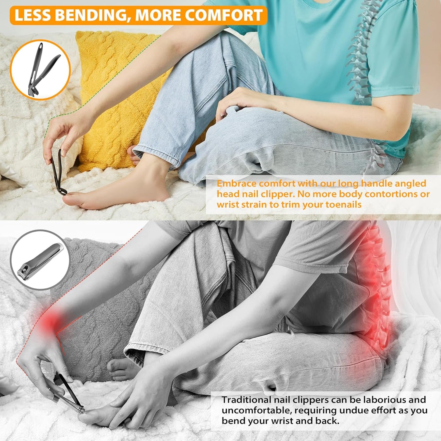 Toe Nail Clippers for Seniors Thick Toenails - Heavy Duty Extra Large Fingernail & Toenail Clippers Cutters for Men Women Seniors, 18-Month Replacement Warranty!