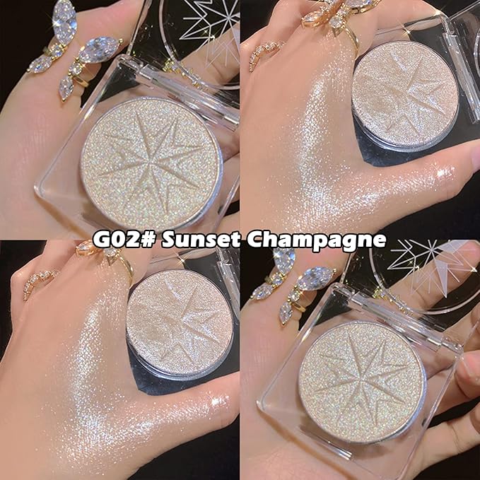 Erinde Pearl Shimmer Glitter Highlighter Highlight Makeup Contour Powder, Silver Highlighter Face Illuminator Highlighter, Highlighter Makeup iluminadores Illuminator for Face Body Cheek