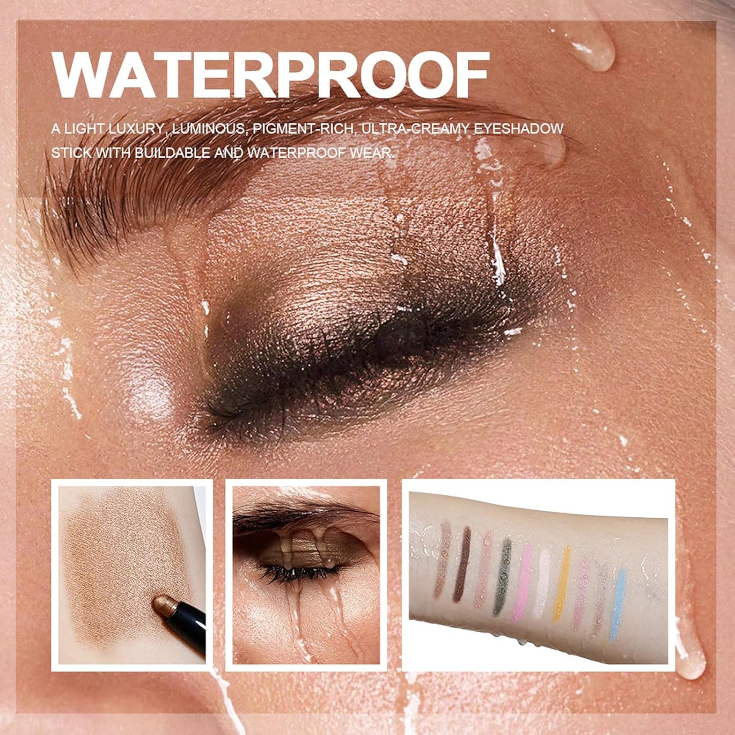 Eyeshadow Stick, Shimmer and Matte Cream Eye Shadow Brightener Sticks Eyeliner Pencil Crayon, Waterproof Long Lasting Eye Highlighter Stick Makeup,0.056 Oz(#8-Fancy)