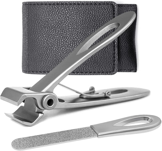 Straight Nail Clippers for Men Heavy Duty Toenail Clippers for Seniors Thick Toenails, Wide Jaw Opening Large Ultra Sharp Fingernail Cutter, Stainless Steel (Flat Edge-S)