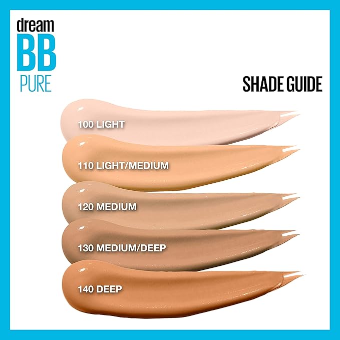 Maybelline Dream Pure Skin Clearing BB Cream, 8-in-1 Skin Perfecting Beauty Balm With 2% Salicylic Acid, Sheer Tint Coverage, Oil-Free, Light/Medium, 1 Count
