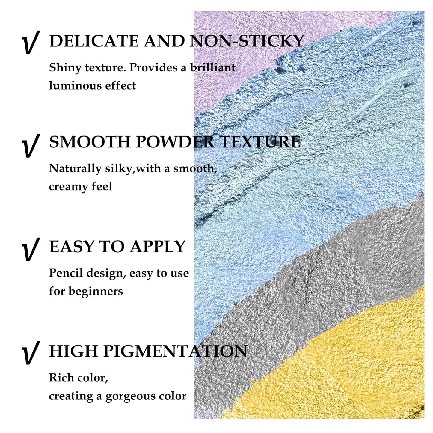 Boobeen 6PCS Cream Eyeshadow Stick - Waterproof Pencil Crayon Eye Brightener Stick Shimmer Pen - Create Glitter Eye Makeup, Easy to Use