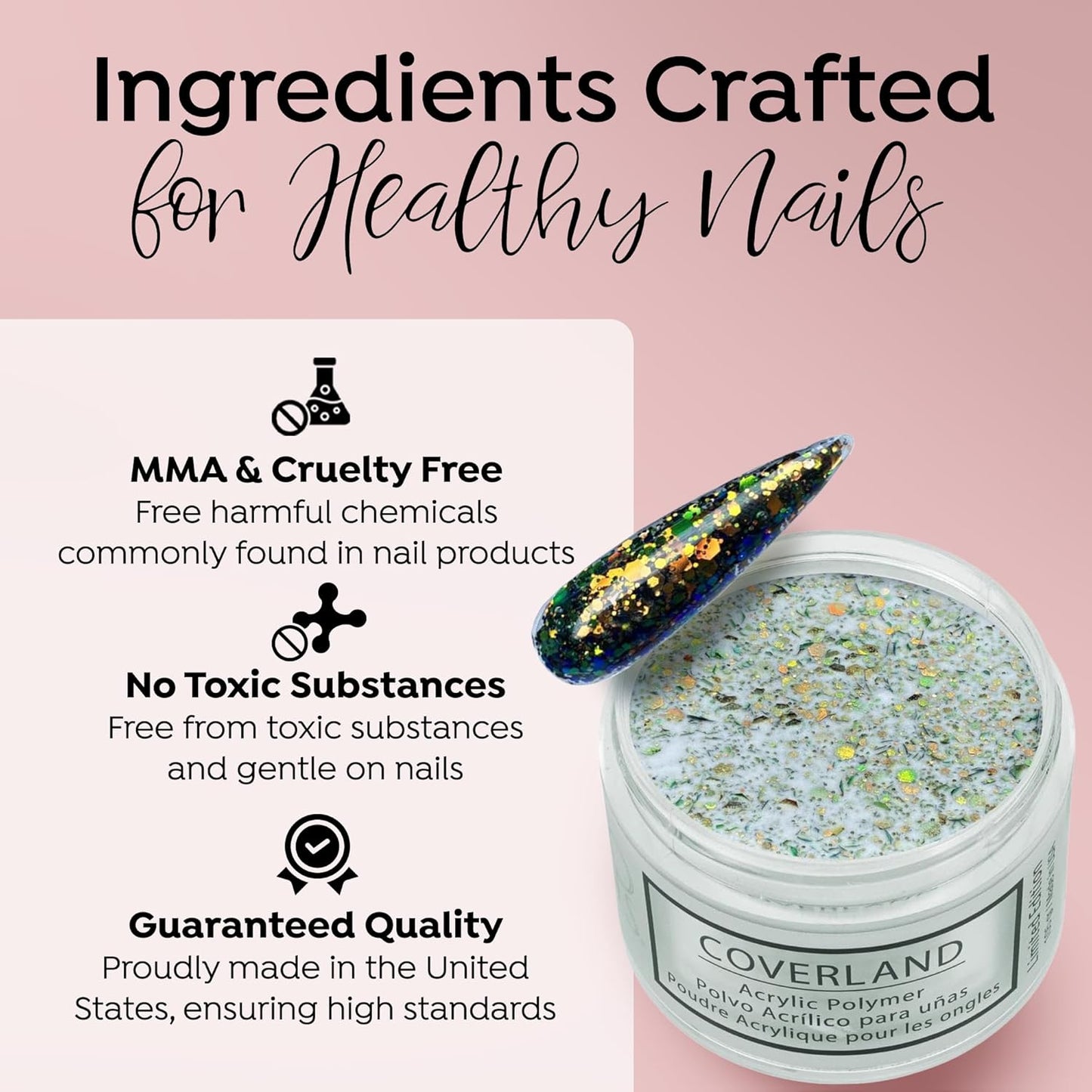 Tones Coverland Acrylic Nail Powder "Hypnotized" - Limited Edition Acrylic Powder for Nail Design, Sculpting, and Masking Nail Bed Imperfections - Professional Acrylic Nail Supplies - (1.5 Oz)