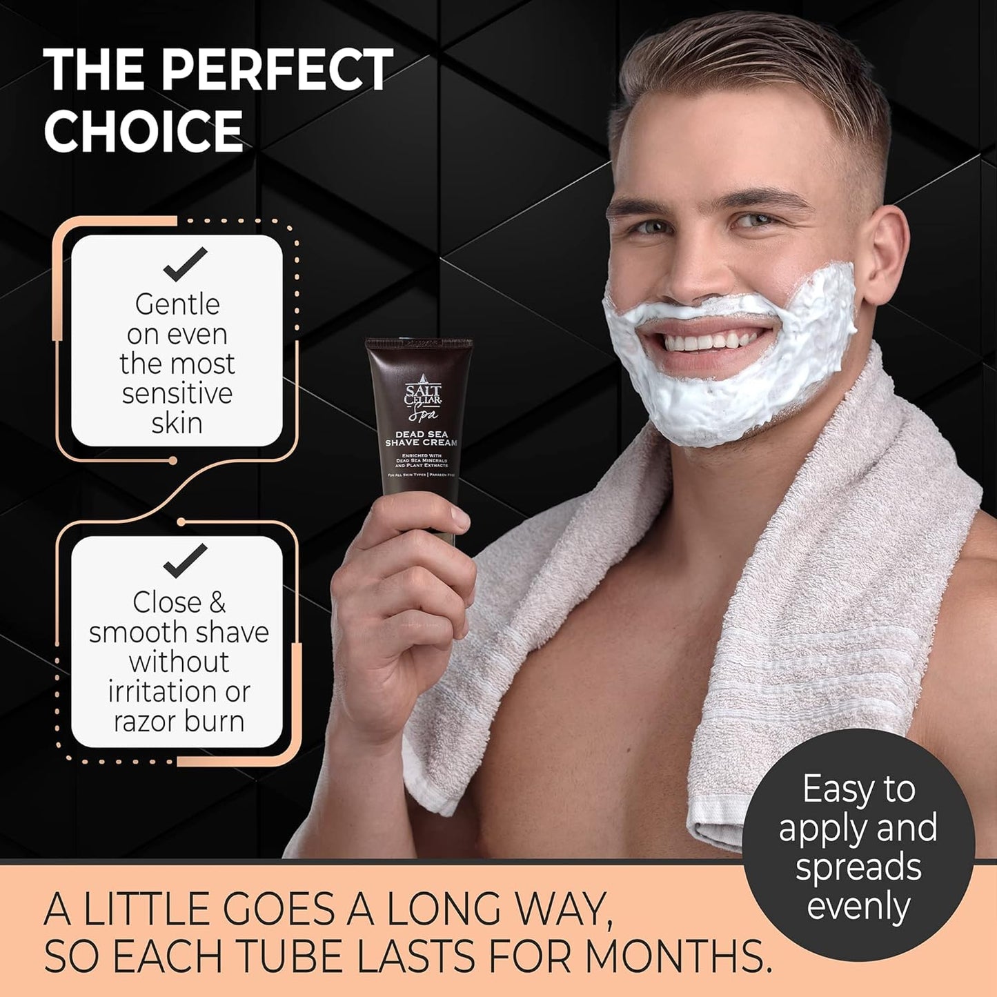 Salt Cellar Dead Sea Shave Cream - All-Natural Men’s Shaving Cream - Enriched Blend of Dead Sea Minerals and Plant Extracts - Delivers a Smooth and Comfortable Shave with a Light Scent – Paraben Free