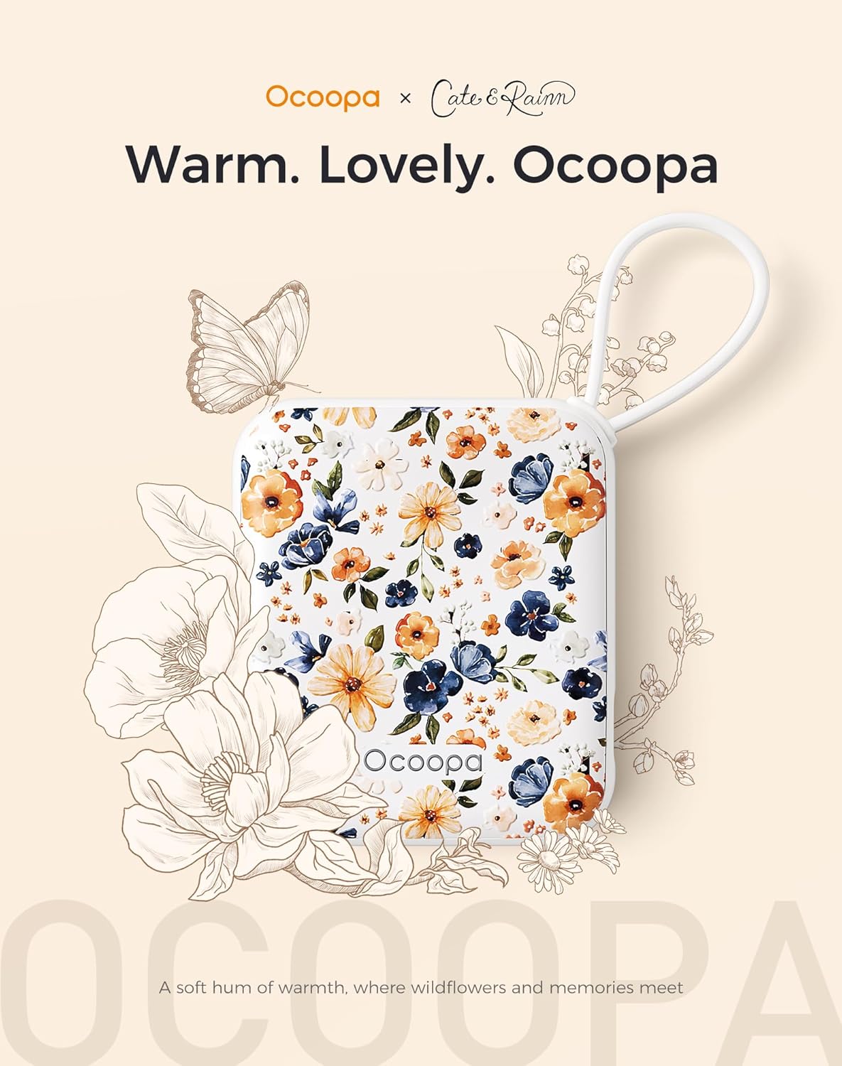 OCOOPA Hand Warmers Rechargeable, Smart Temp Control 7H*2 Long Safe Heat, Ultra Slim, Pocket-Size Design That Fits Gloves, Gifts for Women, Outdoor, Office, Commute (UT5 Nano)