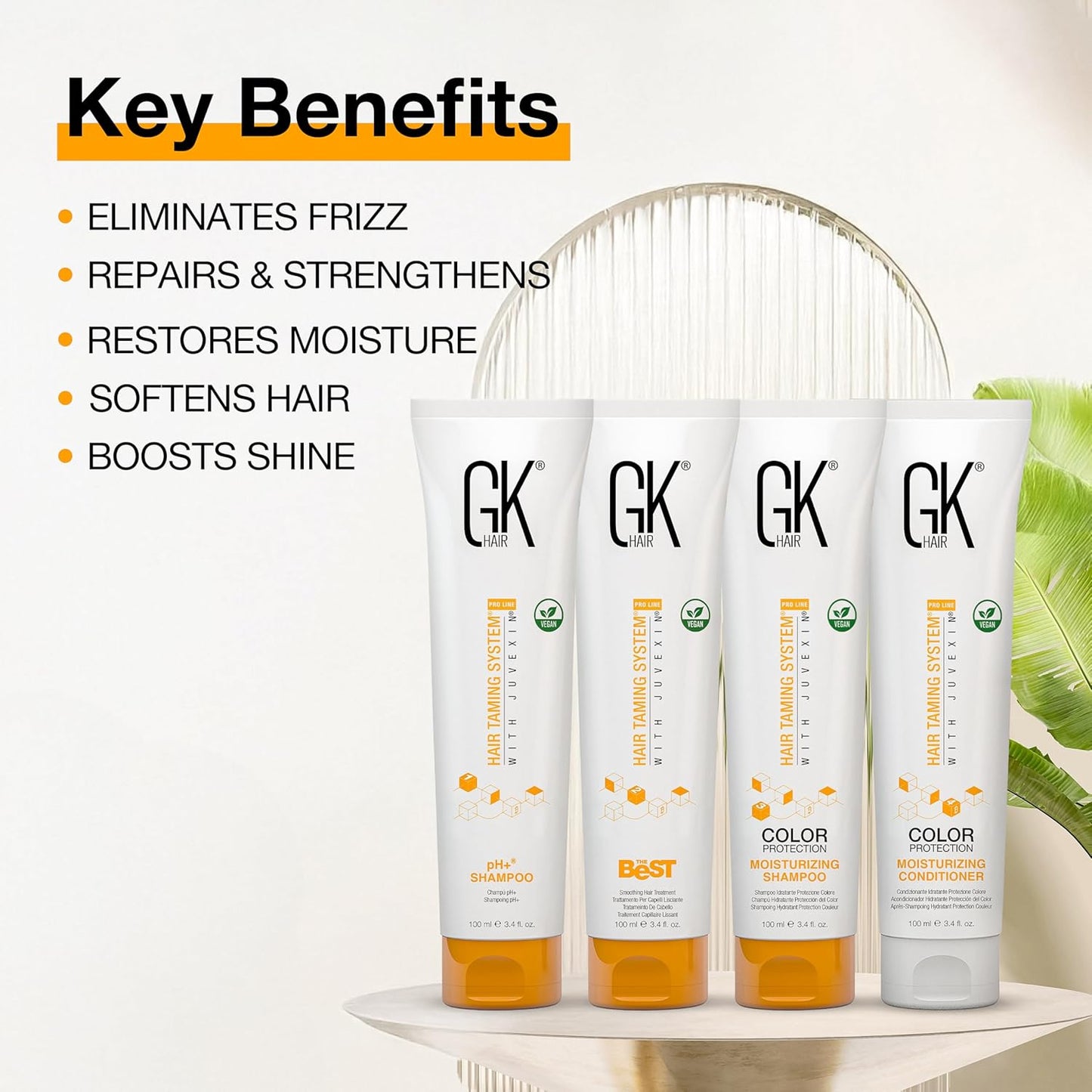 GK HAIR Global Keratin The Best Smoothing Keratin Treatment Kit (3.4 Fl Oz/100ml) Professional Brazilian Complex Blowout Straightening For Silky Smooth & Frizzy Hair