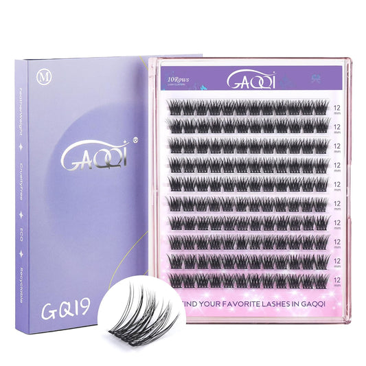 GAQQI Lash Clusters, GQ19 False Eyelashes DIY Lash Extensions C Curl Cluster Lashes 120PCS 12MM Only, Natural and Wispy Individual Lash Wisps (GQ19,12mm,C Curl )