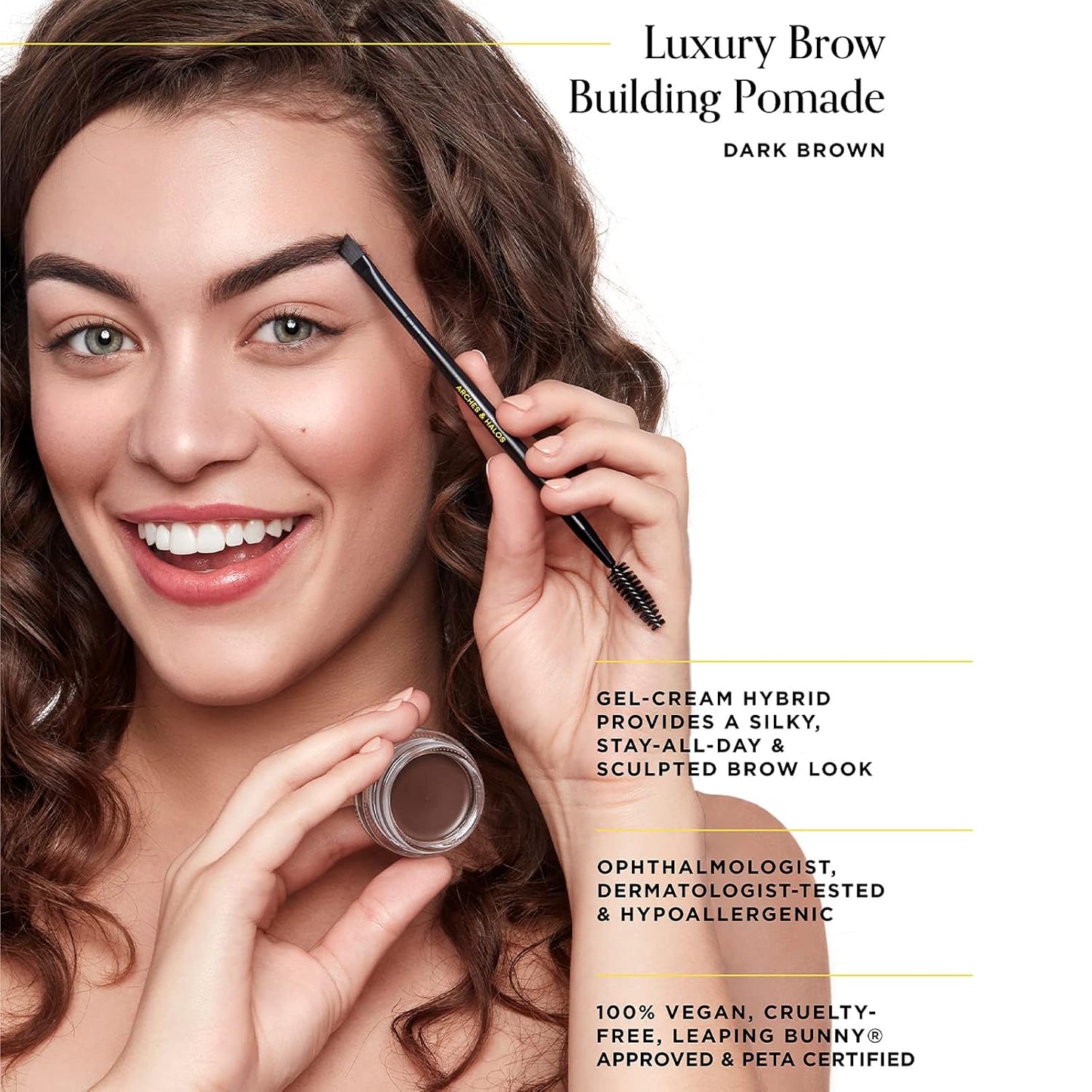 Arches & Halos Luxury Brow Building Pomade in Dark Brown, 0.1 Ounce (Pack of 2)