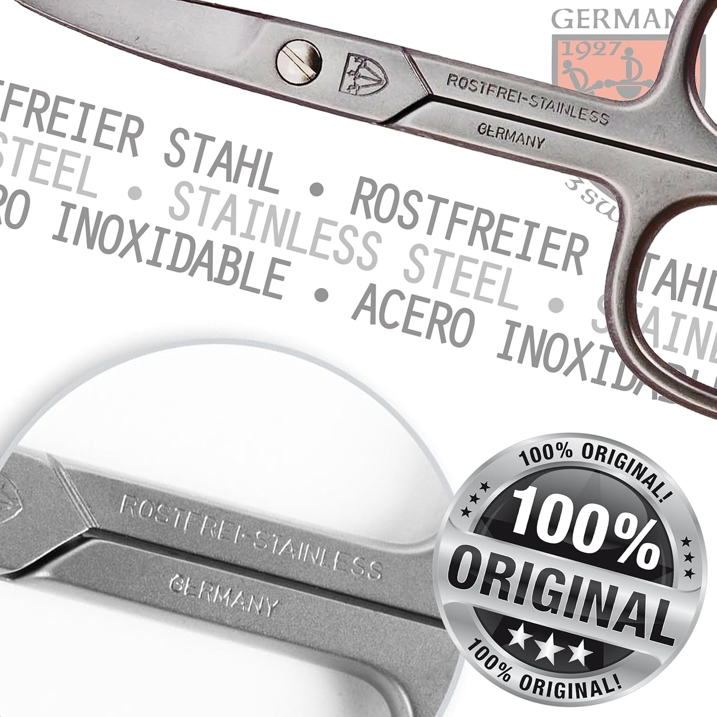 3 Swords Germany - brand quality STAINLESS STEEL INOX CURVED NAIL SCISSORS (1 PIECE) with case for manicure pedicure - nail care by 3 Swords - Made in Germany