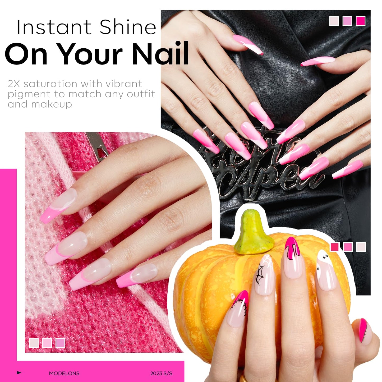 modelones Pink Gel Nail Polish Set 6 Colors, Hot Pink Tones Neon Pink White Gel Polish Magenta Light Soft to Dark 2025 All Seasons Halloween LED Nail Art for Nail Lovers Gift Salon DIY Starter Kit