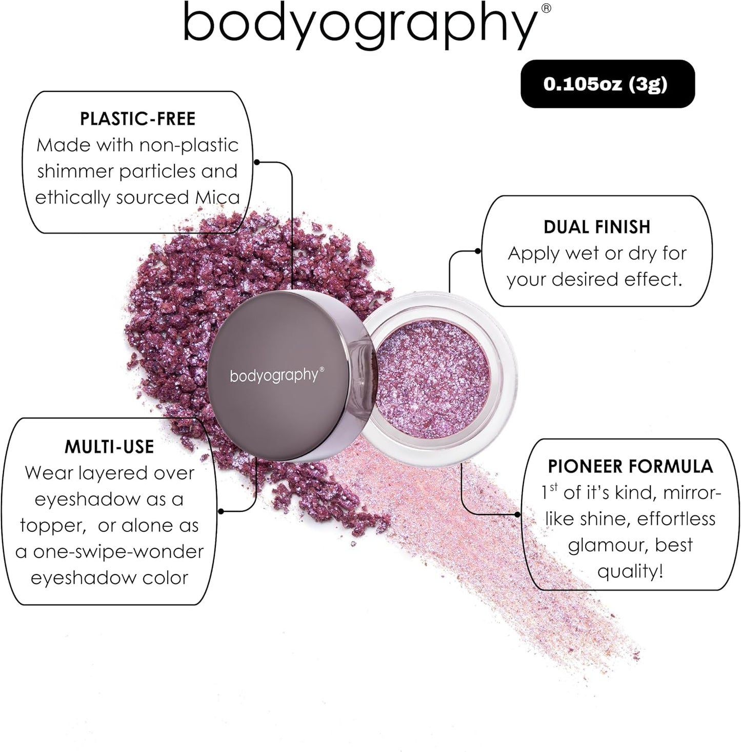 Bodyography Glitter Pigment - Off the Hook Taupe for Women - 0.105 oz Eye Shadow
