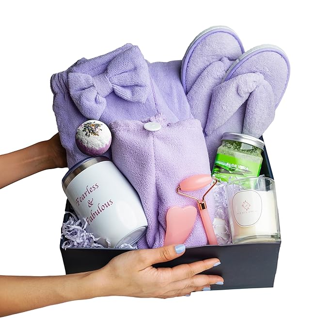 Relaxing Luxury Spa Care Package with Body & Hair Wrap and Matching Flip Flops, Thinking of You Gifts for Women, Gifts for Women, Birthday Baskets, Get Well Soon Gifts, Her, Sister, Mom, Best Friends