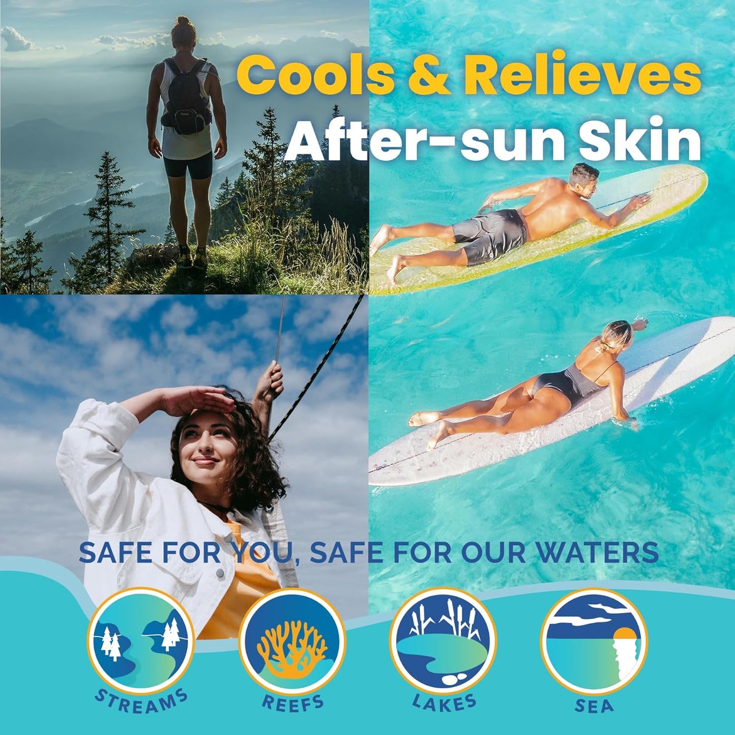 STREAM 2 SEA Sun & Sting Soothing Aloe Gel, Organic Aloe Vera Gel for Face & Body, After Sun Care & Sunburn Relief - Pack of 3