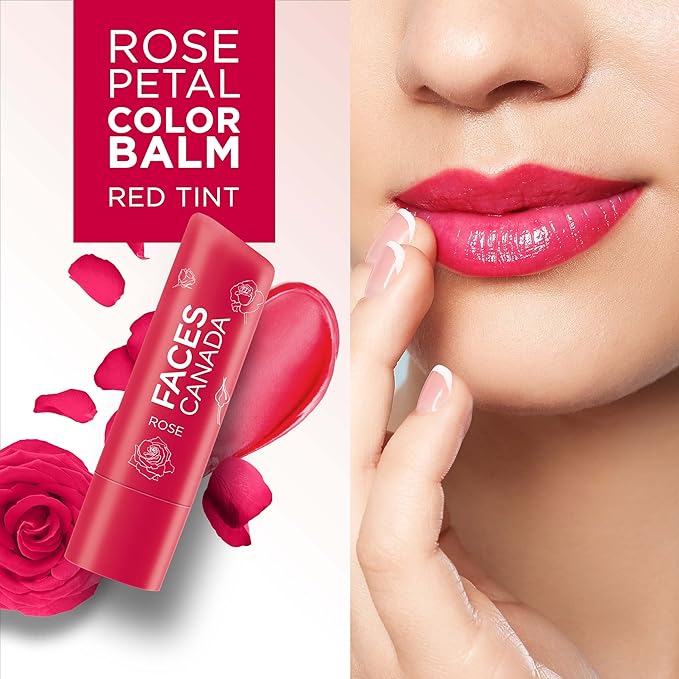 Red Tinted Lip Balm - Rose Petal | SPF 15 | 12 Hour Moisture | Rosy Soft Lips with Shea Butter & Vitamin E | Deep Nourishing for Dry Chapped Lips | 0.16 Oz/4.5g
