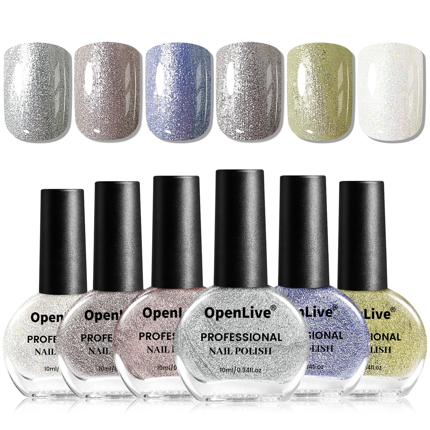 10ml Glitter Nail Polish Set 6 Colors Glitter Effect All Seasons Neutral Color Quick Dry Nail Polish Set for Women Salon DIY Nail Art