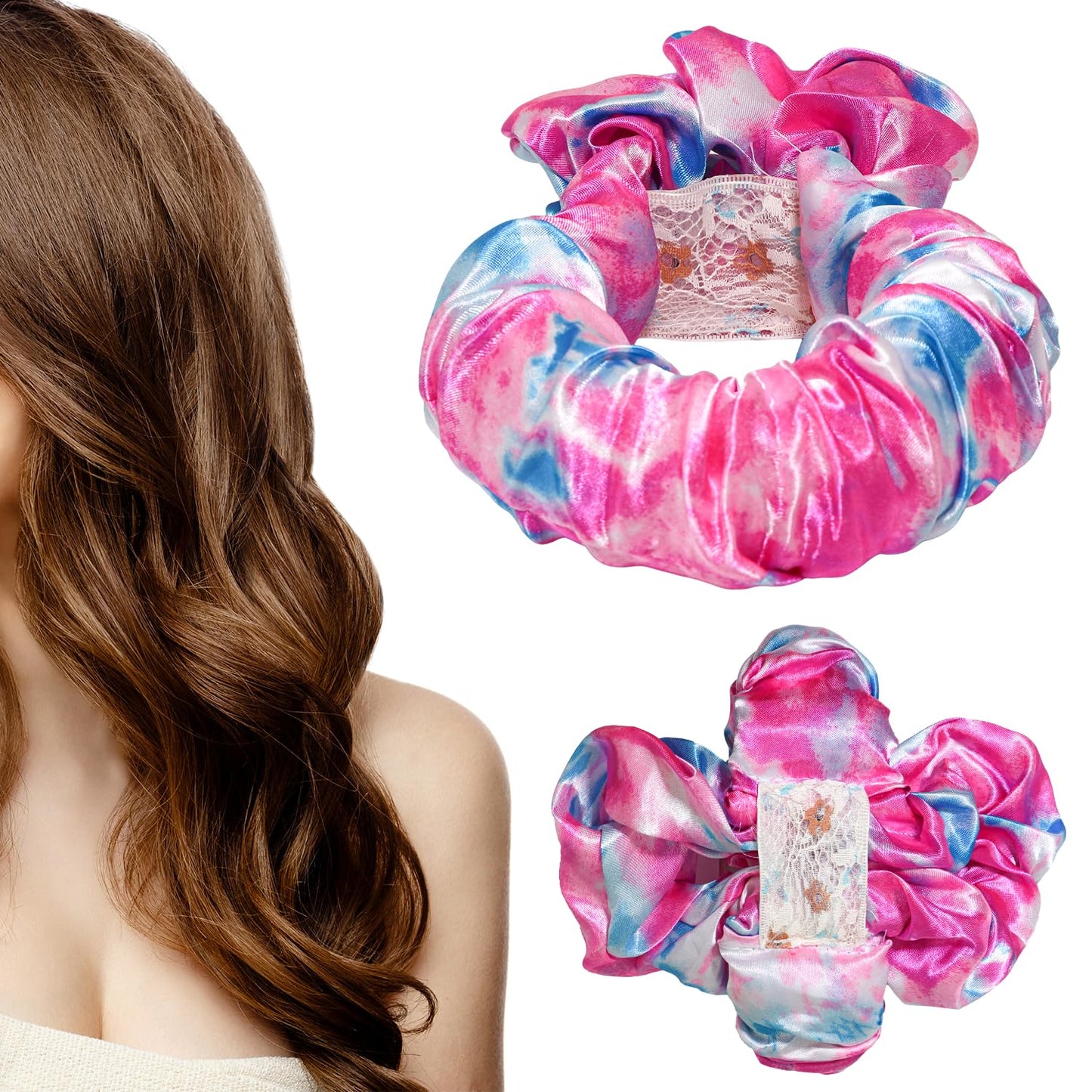 Heatless Hair Curler, Hair Curlers Overnight to Sleep In, Heatless Curling Scrunchie for Women Soft Silk Lazy Rollers Headband for Long Hair Overnight (Powder Blue, 1PCS)