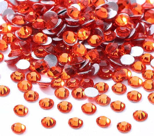 Hyacinth Flatback Rhinestones, Glass Rhinestones for Nail Art and Craft, Glue Fix, Loose Crystal Gemstones(Orange, SS8, 2880pcs, 2.3-2.5mm)