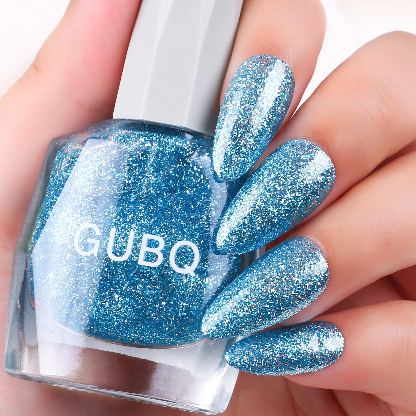 Major Dijit Quick Dry Nail Polish 12ml/0.41fl oz Glitter Blue Regular Nail Lacquer Fast Drying & Long Lasting Nail Polish Nail Art Effect for Nail Salon