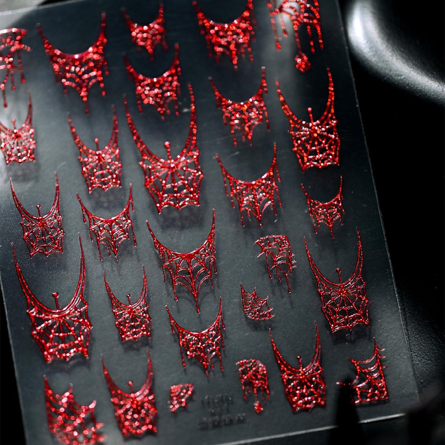 1 Sheets Halloween Nail Stickers for Nail Art 5D Self-Adhesive Spider Web Nail Art Stickers Red Spider Web Nail Decals Halloween Embossed Nail Design Sticker for Women DIY Nail Decoration