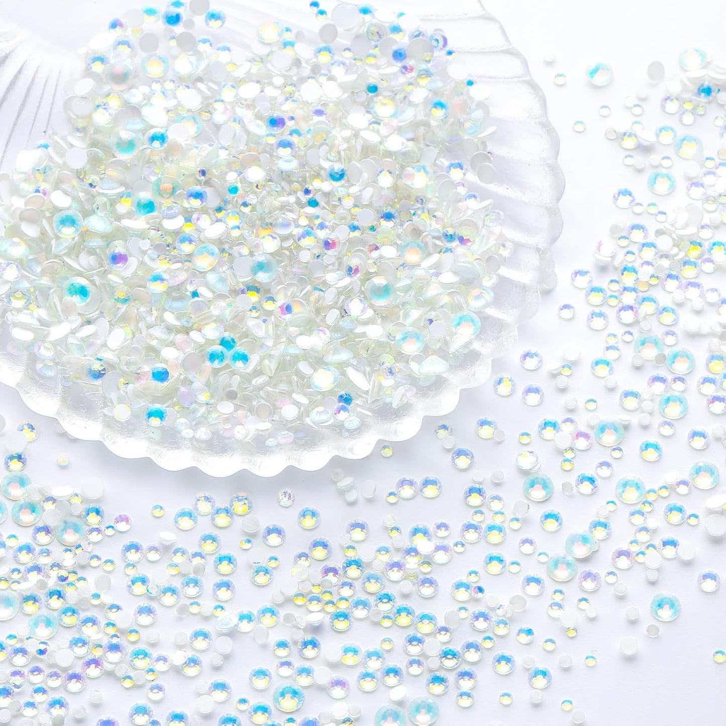 F White Flatback Rhinestones, Glass Rhinestones for Nail Art and Craft, Glue Fix, Loose Crystal Gemstones(F White, SS16, 1440pcs, 3.8-4.0mm)