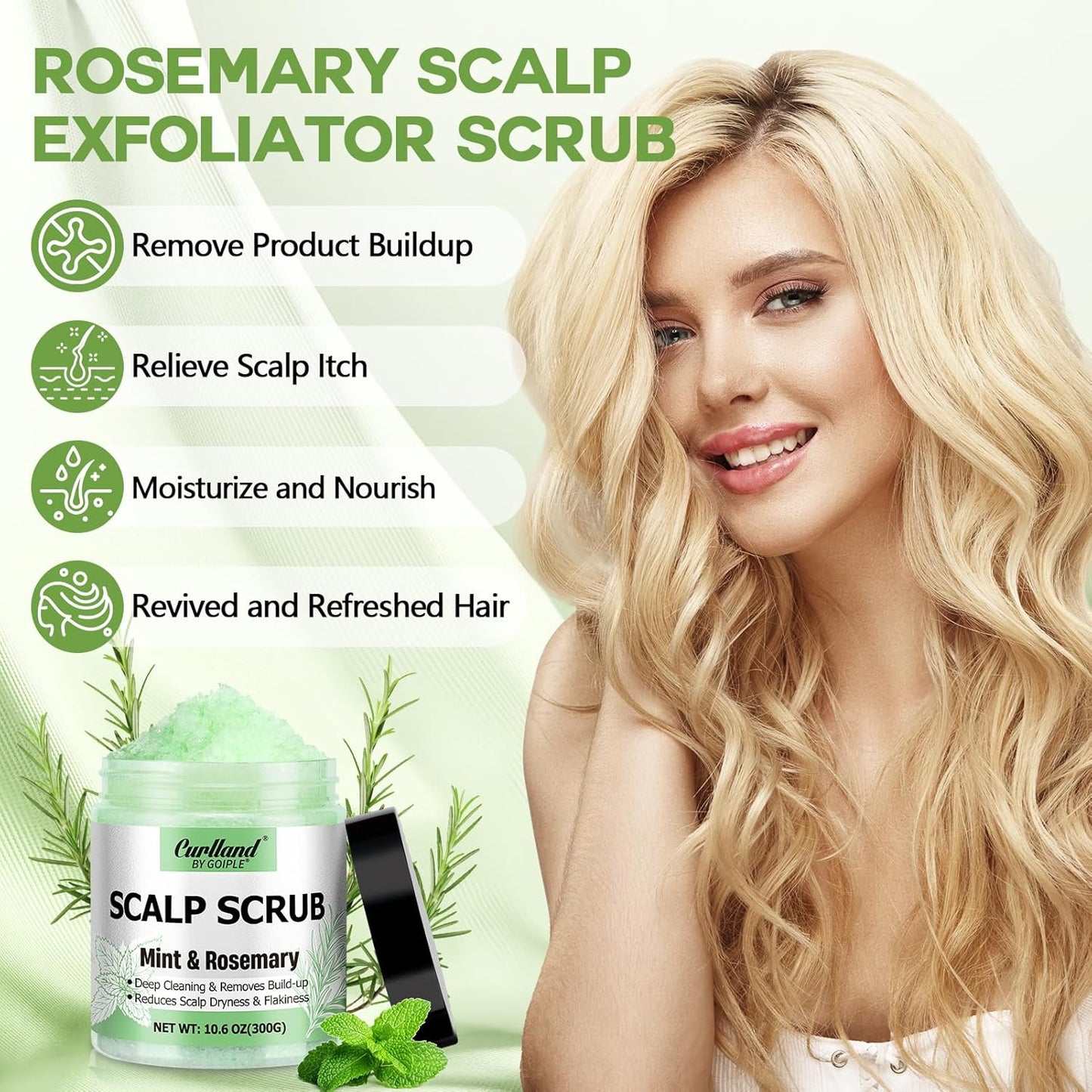 Rosemary Scalp Exfoliator & Clarifying Shampoo Scalp Scrub - 3-in-1 Scalp Treatment with Mint Oil Hair Treatment to Clarify and Remove Build Up - Silicone Scalp Massager Rosemary Oil for Hair Growth