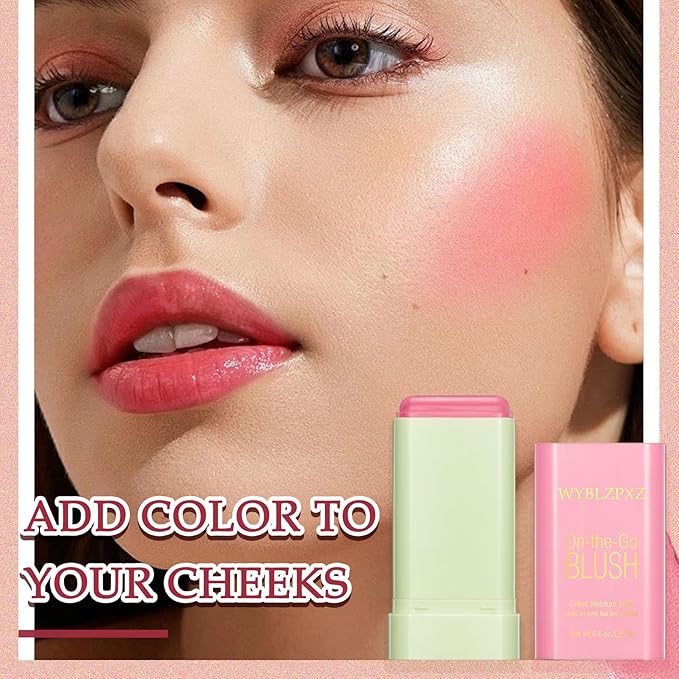 Cream Blush Stick,Multi-Use Makeup Blush Stick,Blendable Long Lasting Waterproof Blush Stick,Soft Tinted Moisturizer Cream Face Blush Makeup Stick for Cheeks & Lips Tint (#01 Shy Pink)