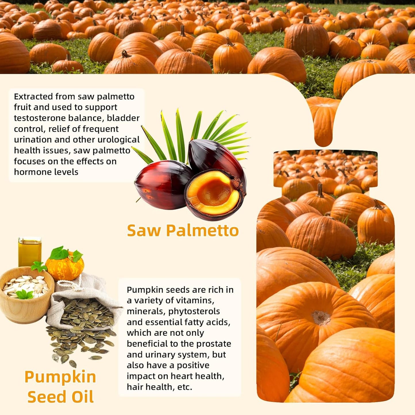 Pumpkin Seed Oil with Saw Palmetto: Pumpkin Seed Oil Gummies Extract Sugar-Free 3000mg Per Serving for Hair Growth Urinary Bladder & Prostate Health Non-GMO