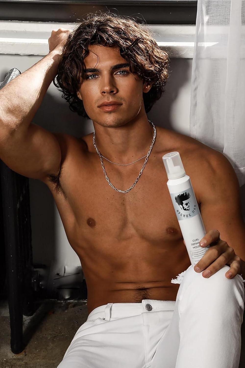 Avenue Man Curl Defining Mousse - Lightweight Styling Curl Foam for Defined, Frizz-Free Curls - Curly Hair Mousse for Men with Argan Oil, Aloe, and Green Tea Controls Frizz & Adds Shape - (6.0 Oz)