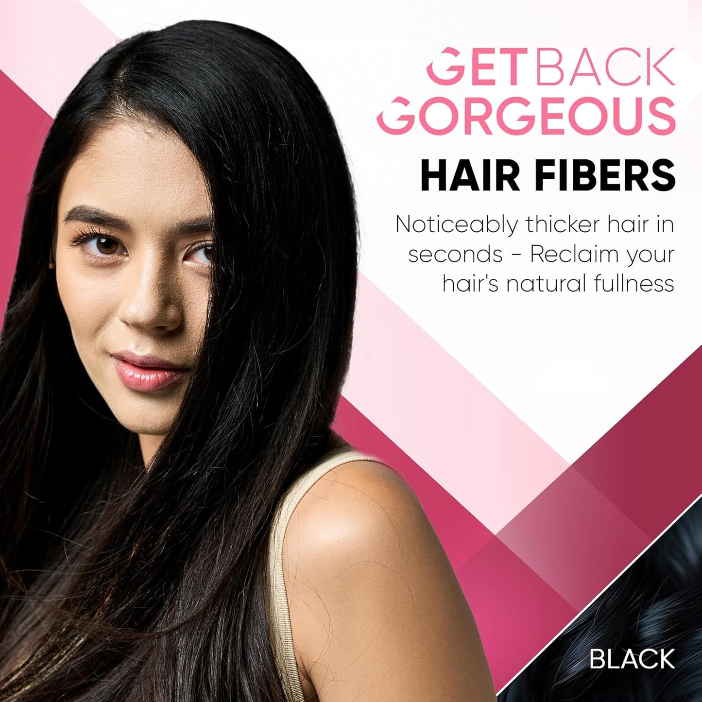 GBG Hair Fibers for Thinning Hair & Bald Spots (Black) - 25g Bottle - Conceals Hair Loss - Instant Cover Up & Volume in 30 Seconds, Hair Powder for Women & Men - Cruelty Free