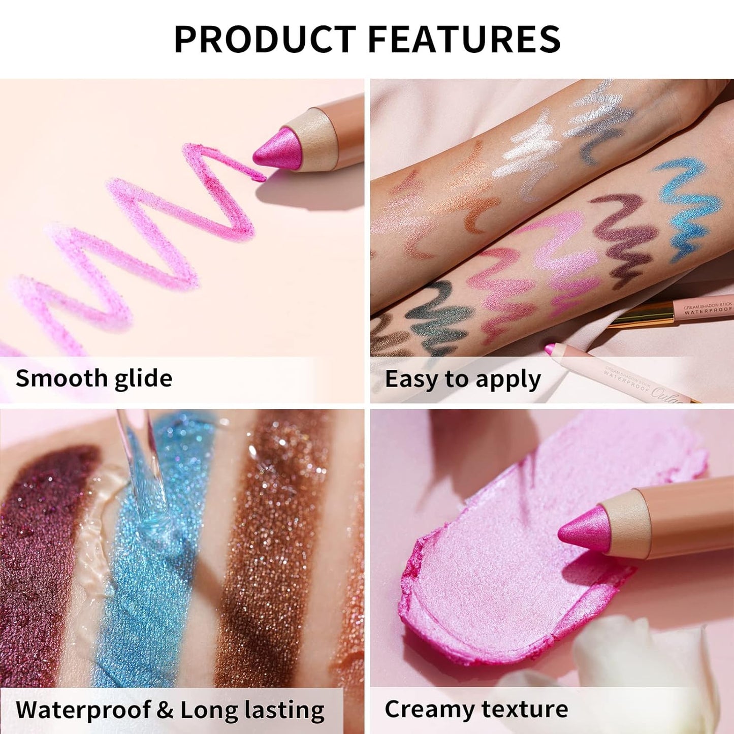 Oulac Twist-Up Eyeshadow Pencil – Waterproof Creamy Stick Blendable Texture, Vegan & Cruelty-Free Eye Makeup, 1.25g, 03 Sweet and Sour