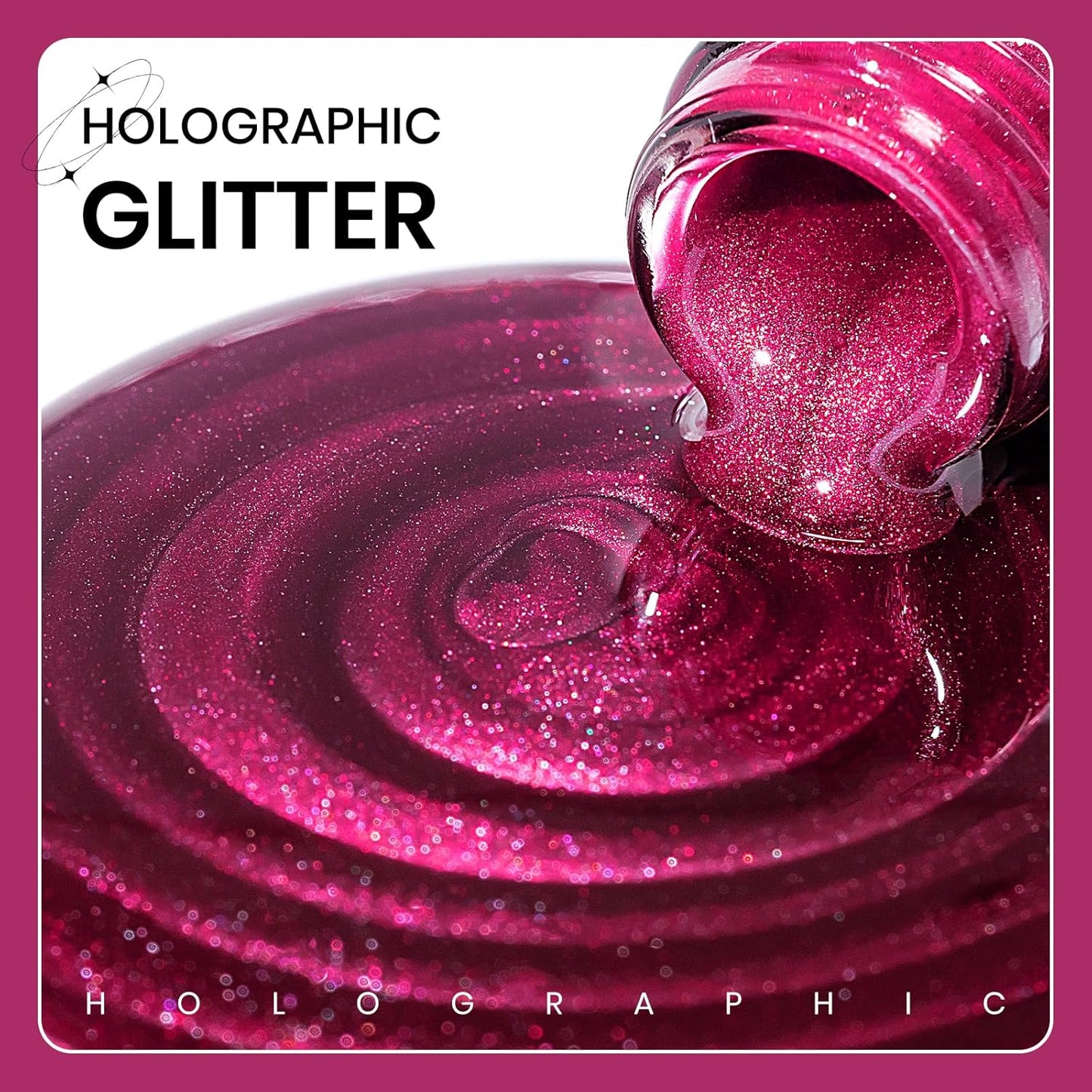 Hot Pink Cat Eye Gel Polish, 15ML Glass Moonlight Cateye Gel Nail Polish Jelly Shimmer Glitter Effect Soak Off Salon DIY at Home