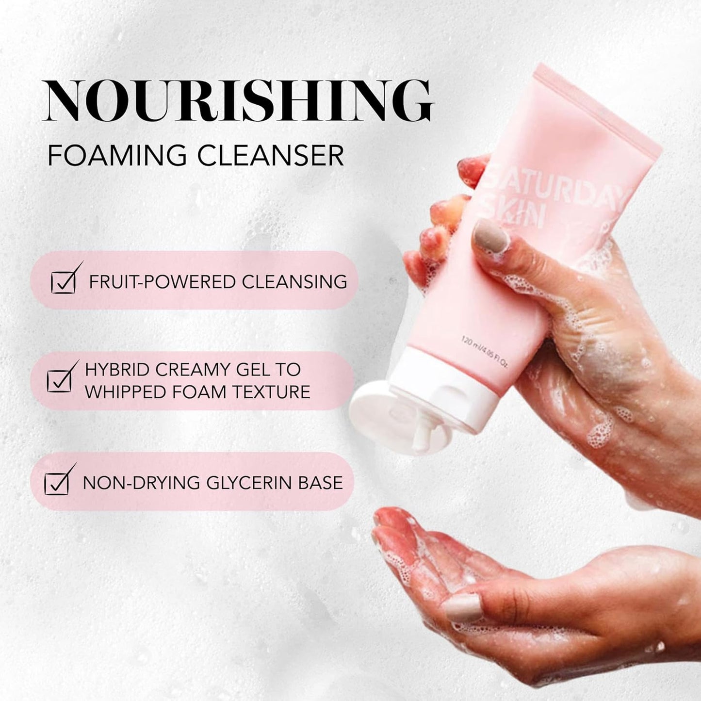 Saturday Skin Face Cleanser Hydrating Foam Cleanser Natural ingredients Anti-aging | Makeup Remover and Face Wash | Fragrance Free Ideal for Sensitive, Dry Skin Korean Skincare