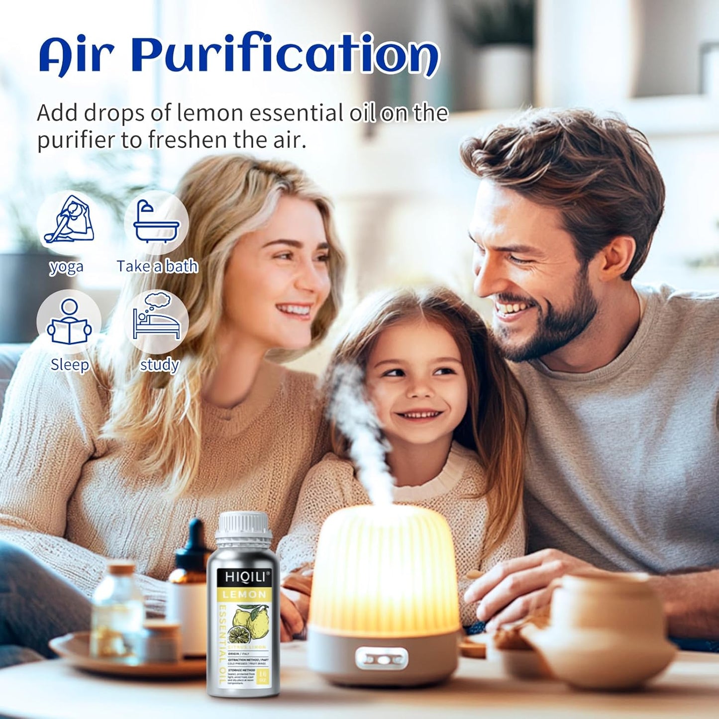 HIQILI Lemon Essential Oil for Cleaning, Degreasing & Household Use, Skin Care, Aromatherapy, Diffuser - 16 Fl Oz