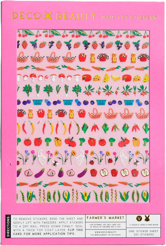 Farmer's Market Nail Stickers - Lightweight & Easy-to-Apply Nail Art with Cute & Trendy Design - Durable & Long-Lasting Nail Sticker for Women, Ideal for DIY Manicures & Salon-Quality Nail