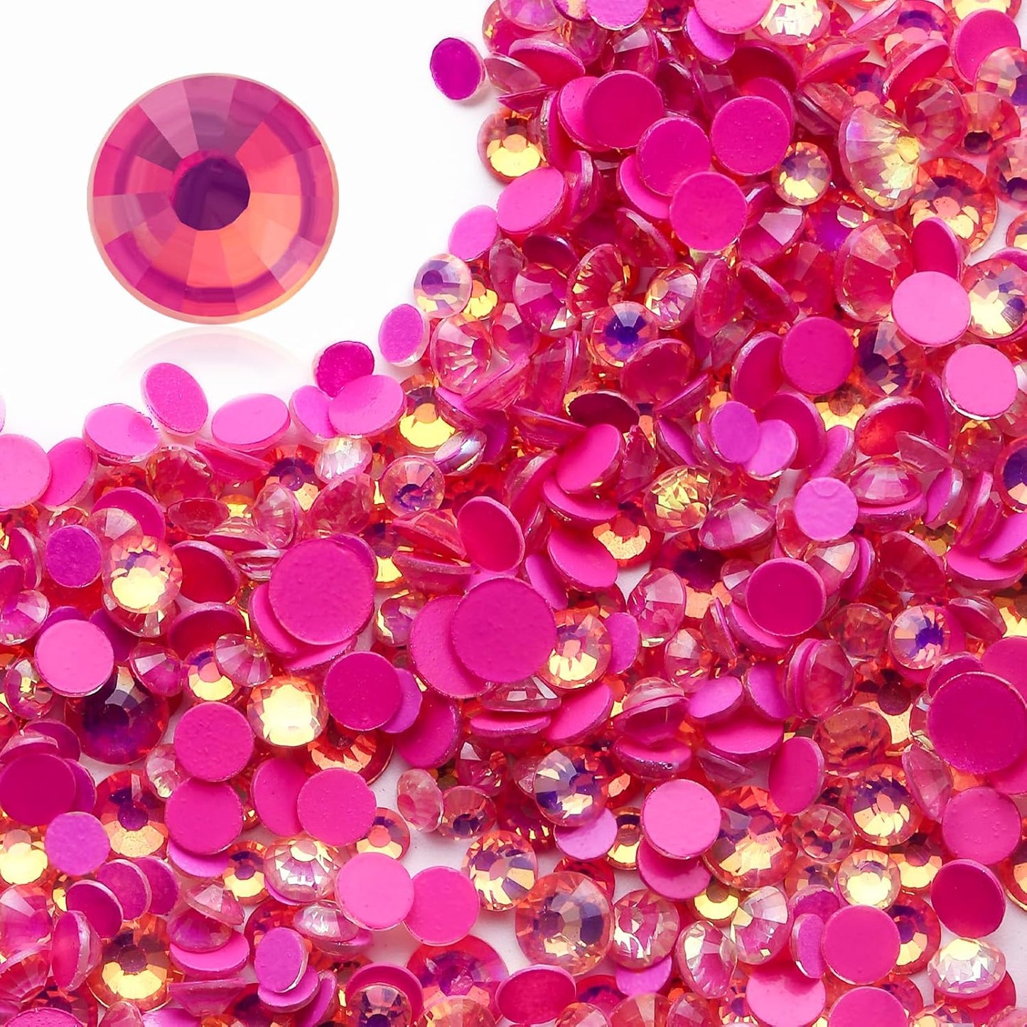 F Rose Flatback Rhinestones, Glass Rhinestones for Nail Art and Craft, Glue Fix, Loose Crystal Gemstones(F Rose, SS12, 1440pcs, 2.9-3.0mm)
