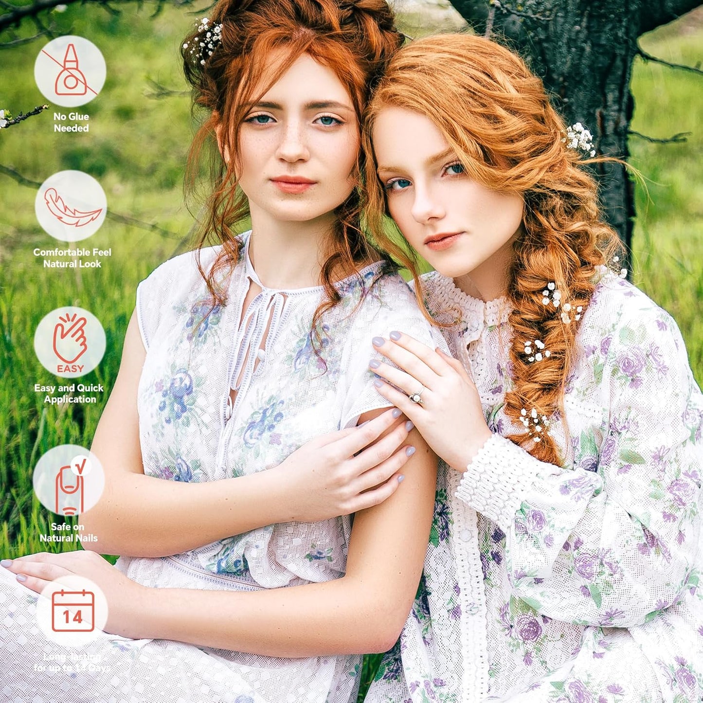 Semi Cured Gel Nail Strips-Salon Look Easy Peel Press On Nails Work Ready Manicure,Long Lasting Glossy Finish for Party/Date Night Crowd Works with Any UV/LED Lamps(Lavender)