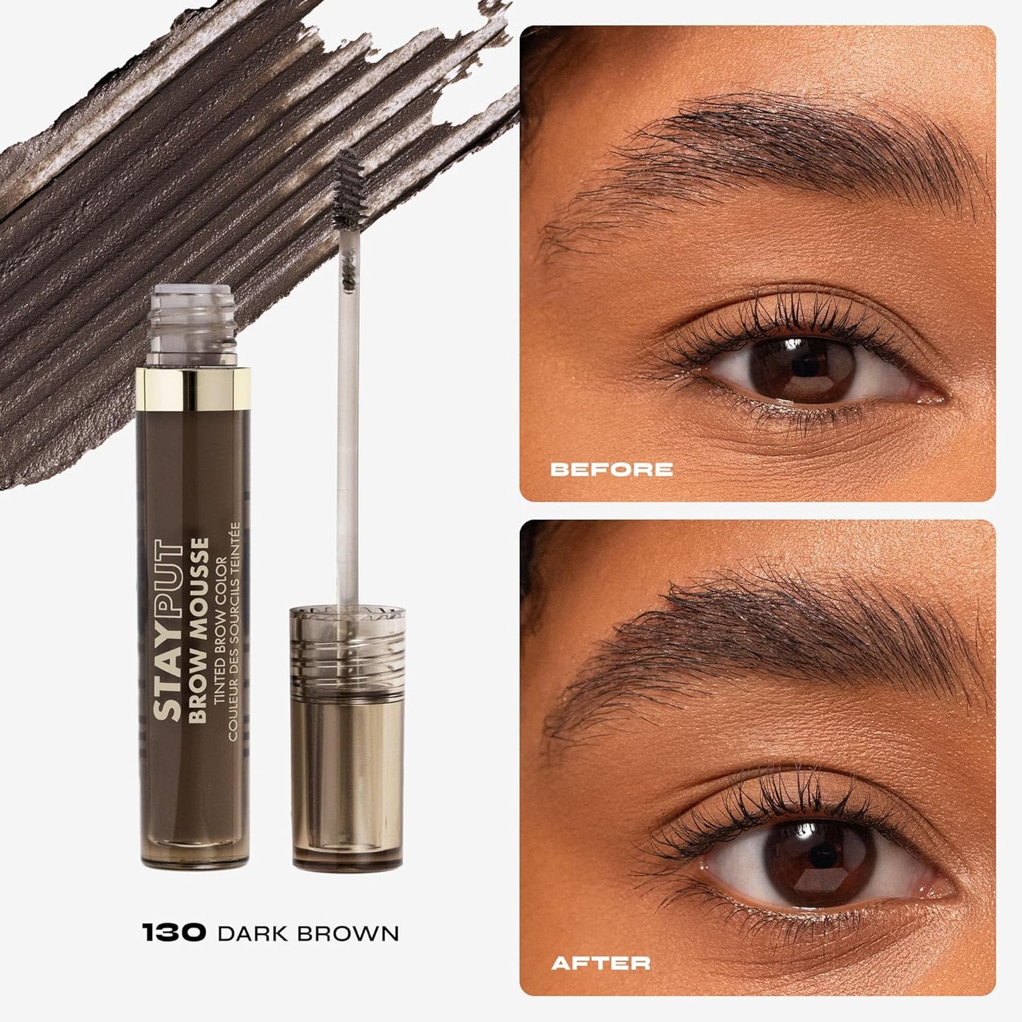 Milani Brow Tint- Stay Put Tinted Brow Mousse, Nourishing, High-Pigment infused with Shea Butter, Jojoba Seed Oil & Panthenol Vitamin B5- Dark Brown