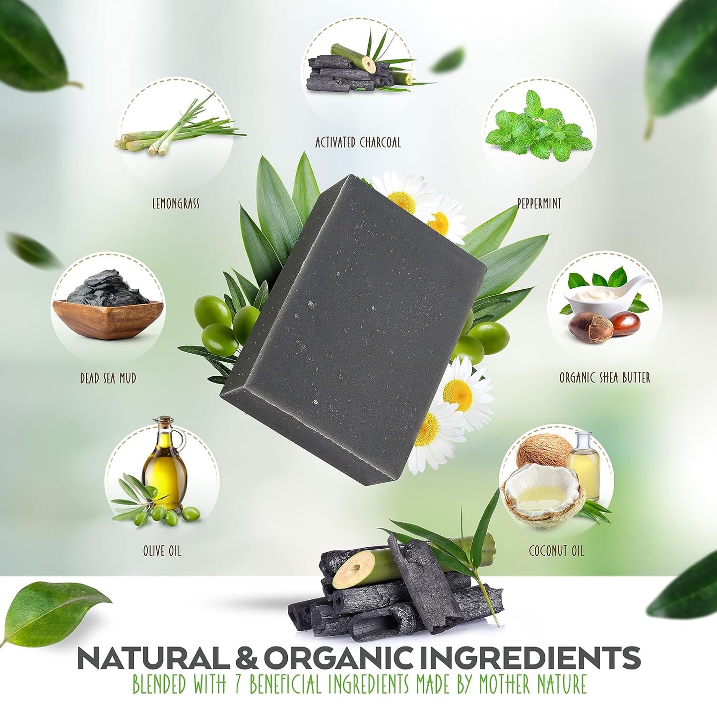 Aspen Kay Naturals Dead Sea Mud and Charcoal Soap Bar. With Organic Shea Butter & Pure Essential Oils. Charcoal Face Wash for Men, Women & Teens. (2 pack)