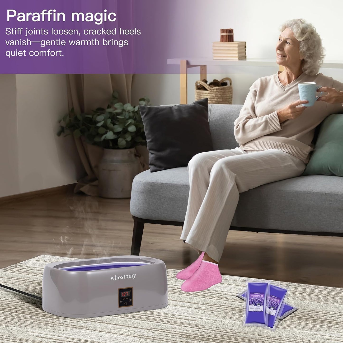 Paraffin Wax Machine for Hands and Feet, Paraffin Wax Warmer Moisturizing Kit 4000ml Wax Bath with Auto Timer, 6-Pack Wax Refills for Manicure Pedicure Home Spa