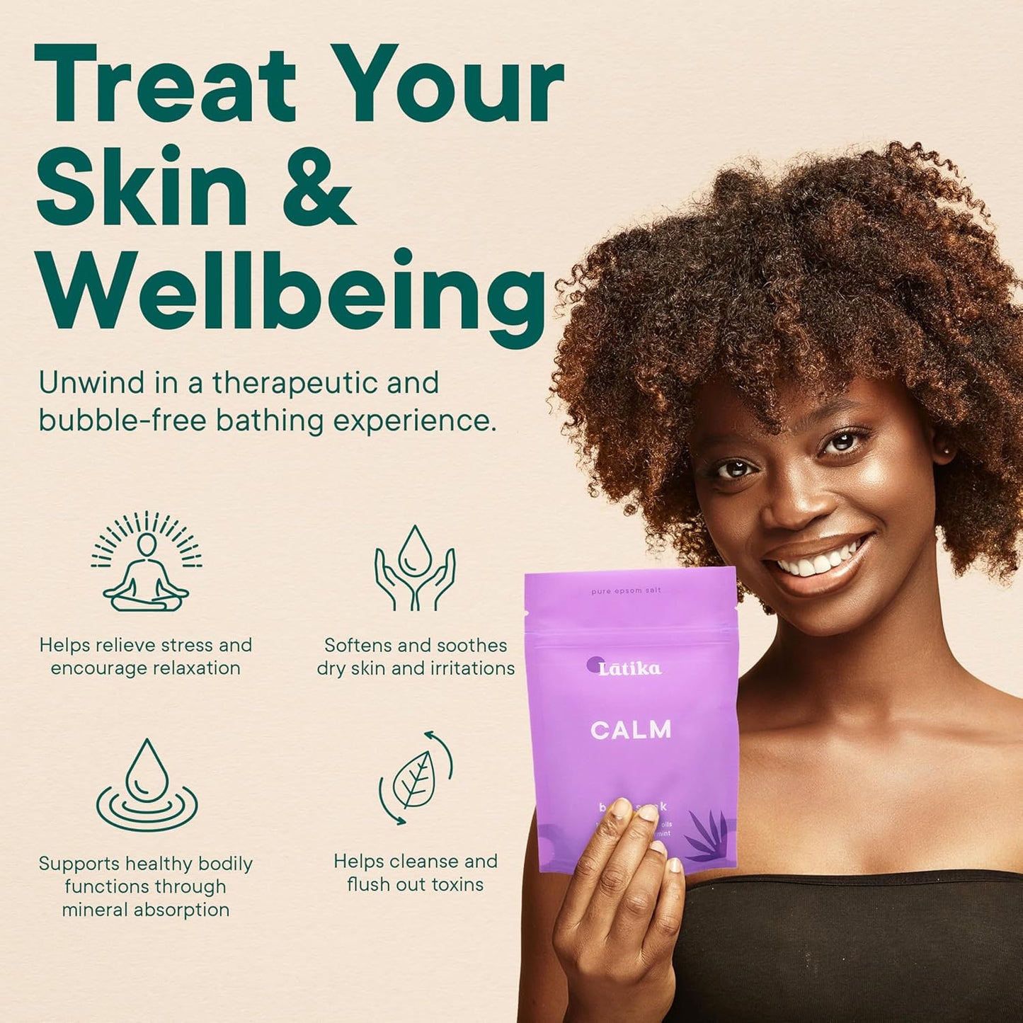 Soaks Set of 3 - Calm Bath Soaks with Lavender & Peppermint, Moisturizing Epsom Salt Soak for Stress Relief, Relaxation, and Skin Nourishment, at-Home Spa Retreat Gift